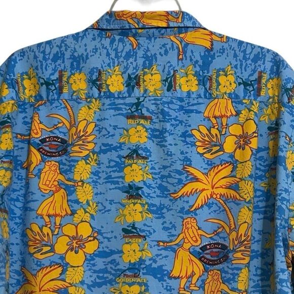 Vtg 90s UTY Apparel Hawaiian Shirt Mens XL Blue Yellow Button Front Short Sleeve - Picture 10 of 14